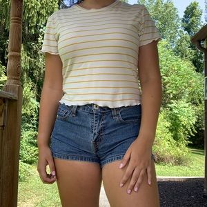 white and yellow crop top